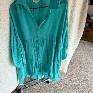 Umgee Turquoise Button-Up Blouse